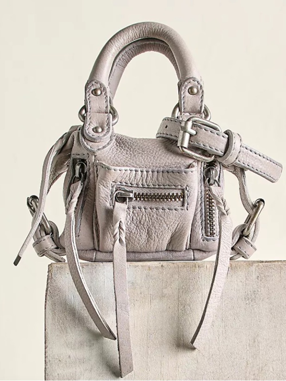 NWTS Mico Emerson Leather Bag in Dove Gray